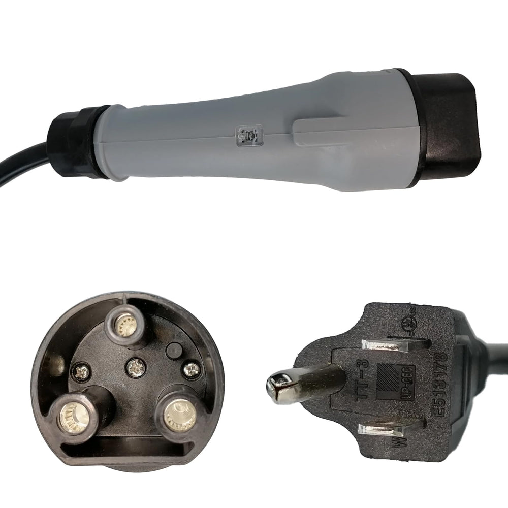 JOEEGO connector plugged into EV cart port for secure charging connection