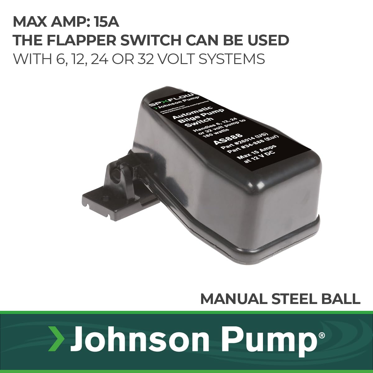 Johnson Pump AS888 internal detail with steel ball visible for reliable switching benefit