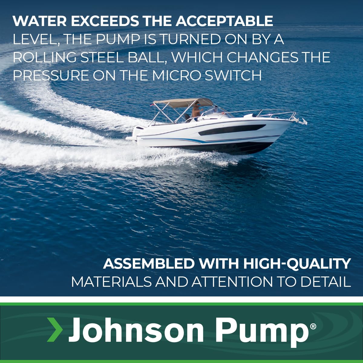Johnson Pump AS888 scale comparison next to a screwdriver showing compact size benefit