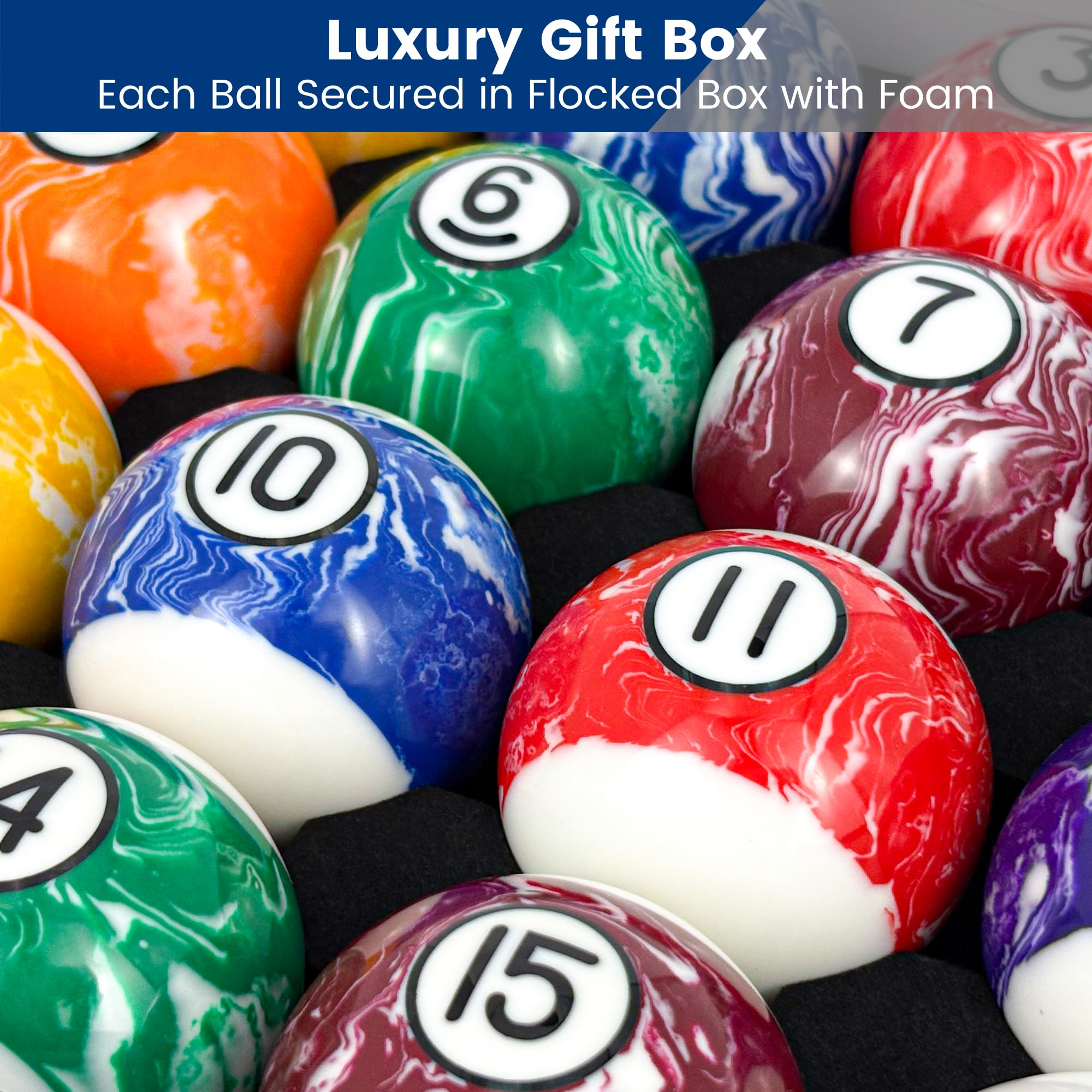 JOLORLY balls next to a ruler showing regulation 2-1/4" size accuracy