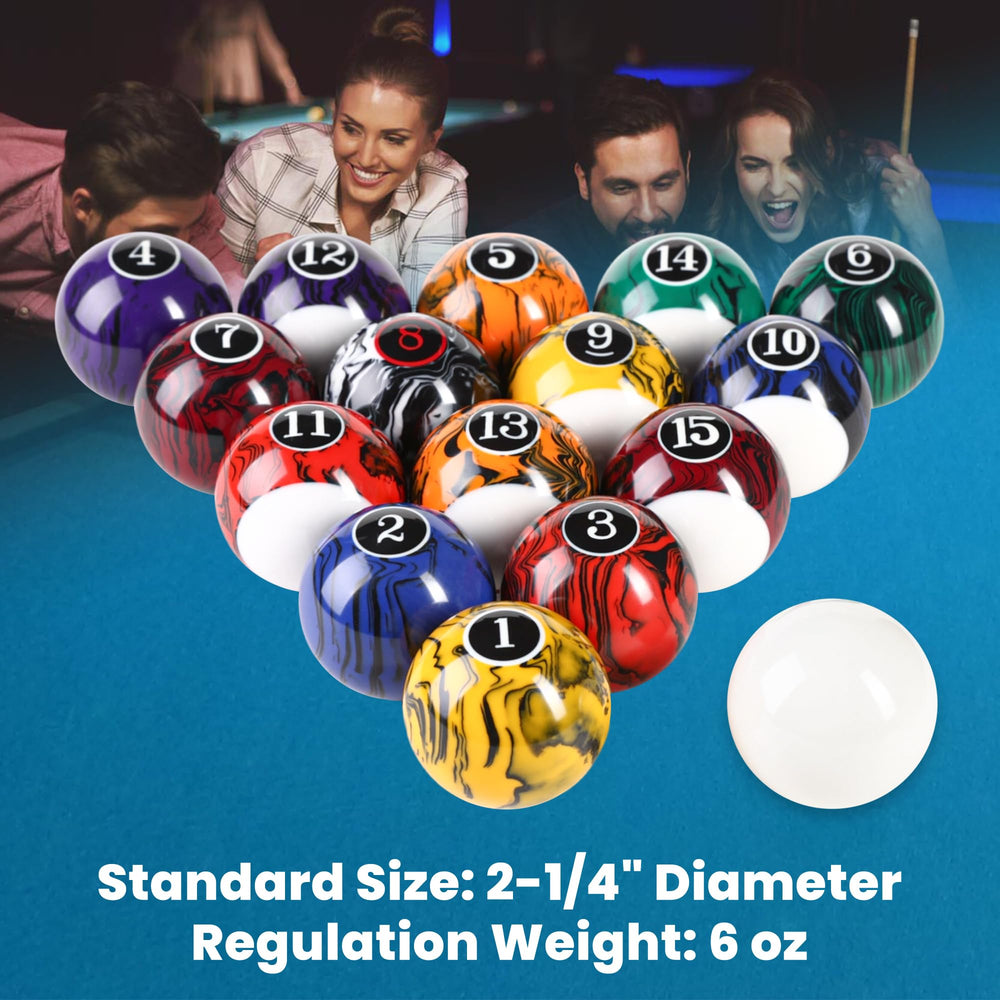 JOLORLY balls beside ruler demonstrating 2-1/4 inch regulation size for accurate tournament play