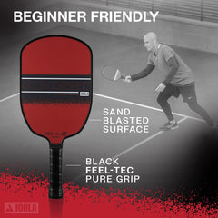 JOOLA paddle grip detail with Feel-Tec Pure Grip for reduced vibration and comfort
