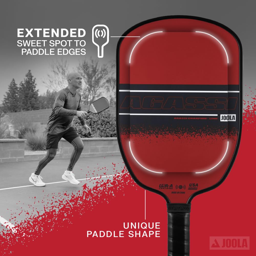 JOOLA paddle beside a ruler scale comparison illustrating length and reach advantage