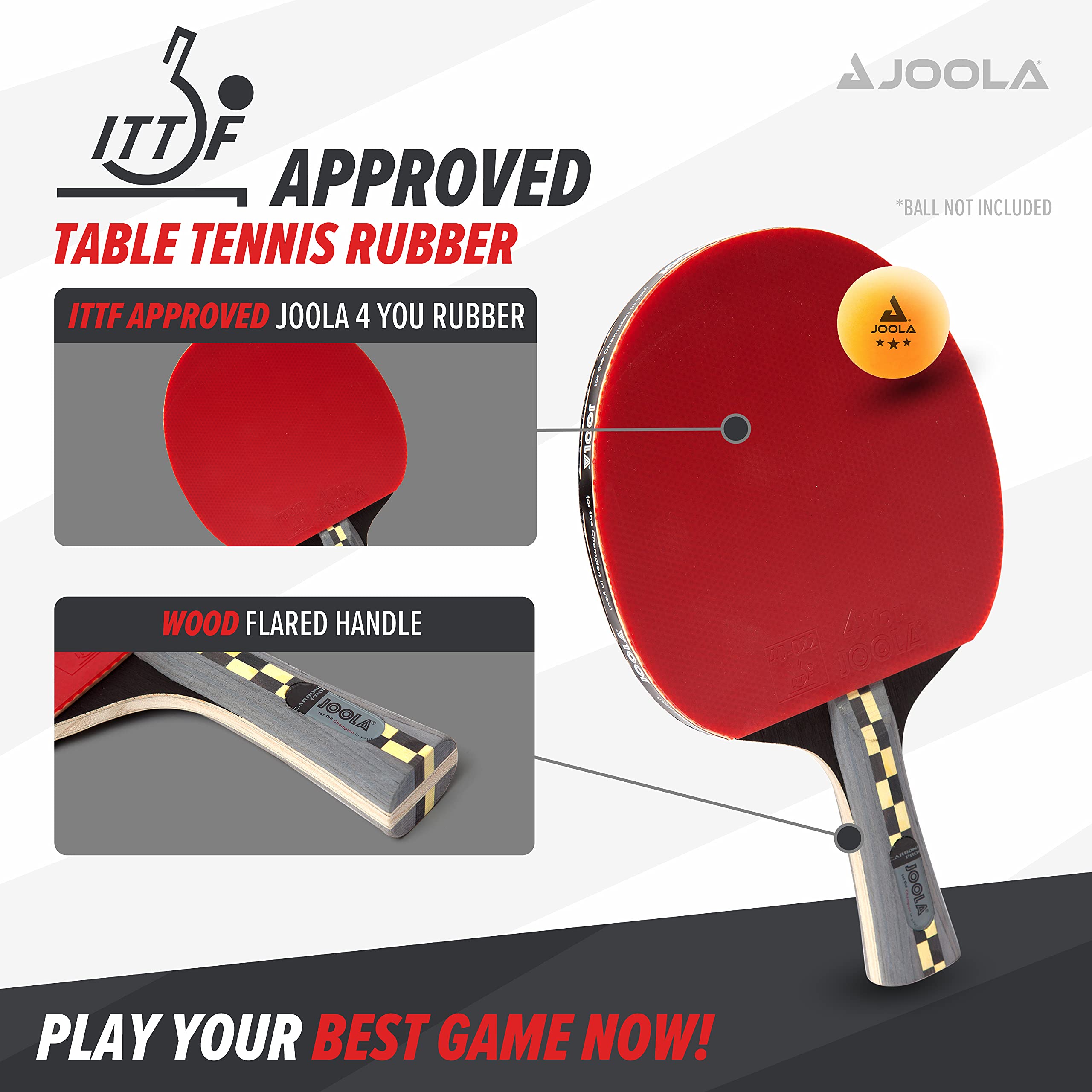 JOOLA Carbon Pro flared handle close-up for secure grip and control