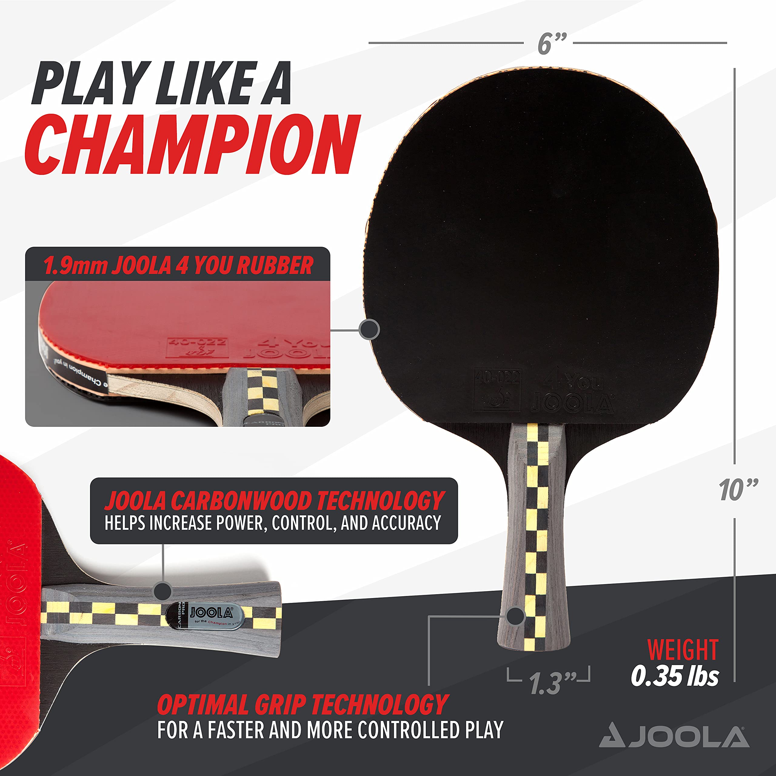 JOOLA Carbon Pro edge tape protection highlighting durability benefits