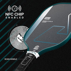 JOOLA paddle next to ruler showing size and 4.75-inch grip for comfortable handling