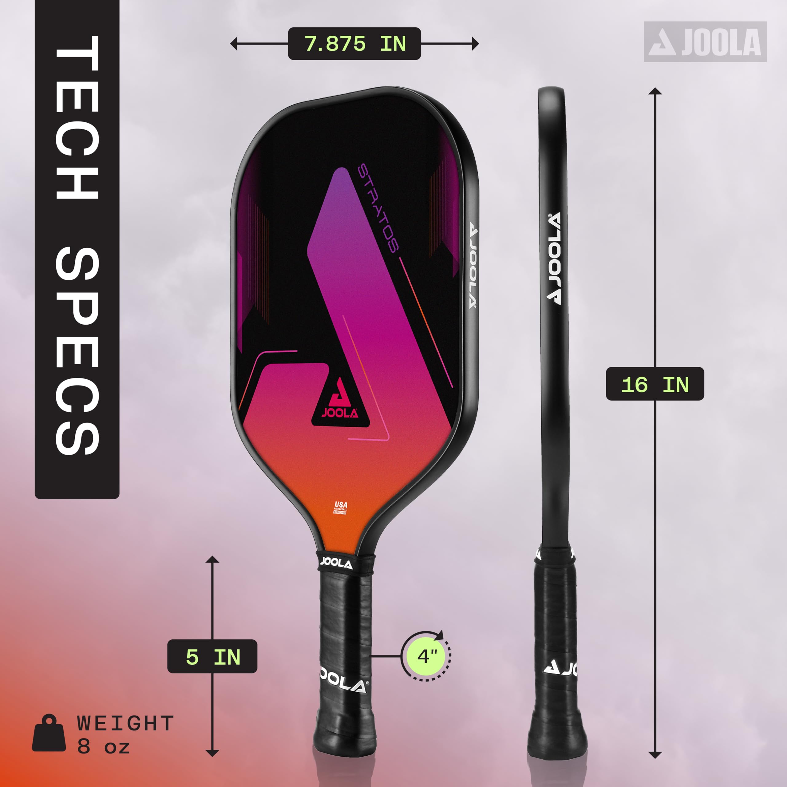 JOOLA Stratos edge profile showing 10mm honeycomb core for controlled feel
