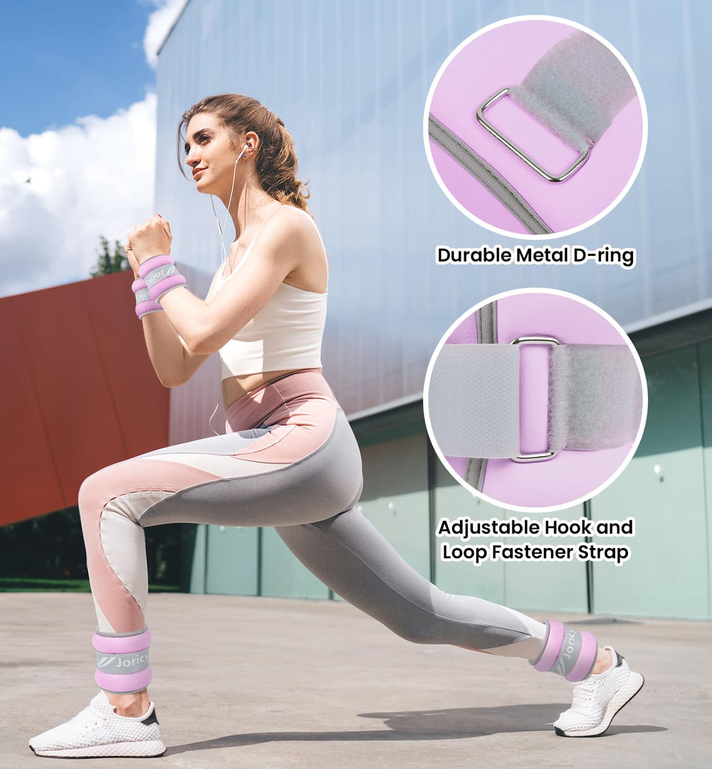 JORICY model wearing weight on ankle during walking for gentle added resistance