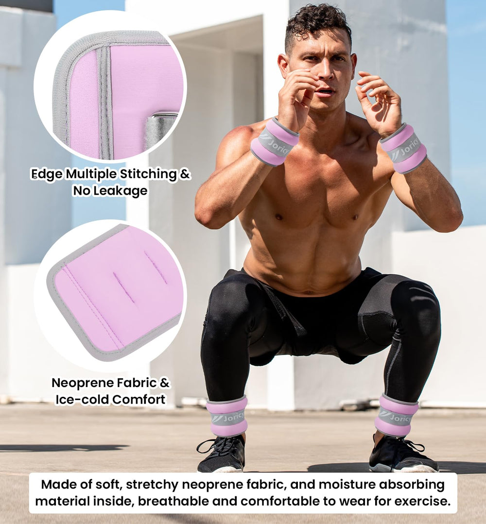 JORICY weights beside a water bottle showing size and scale for travel convenience