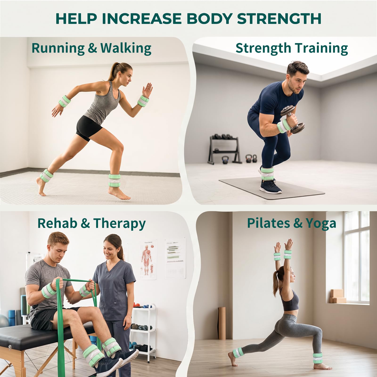 JORICY wrist weight used in yoga highlighting stable fit and hands-free training benefit