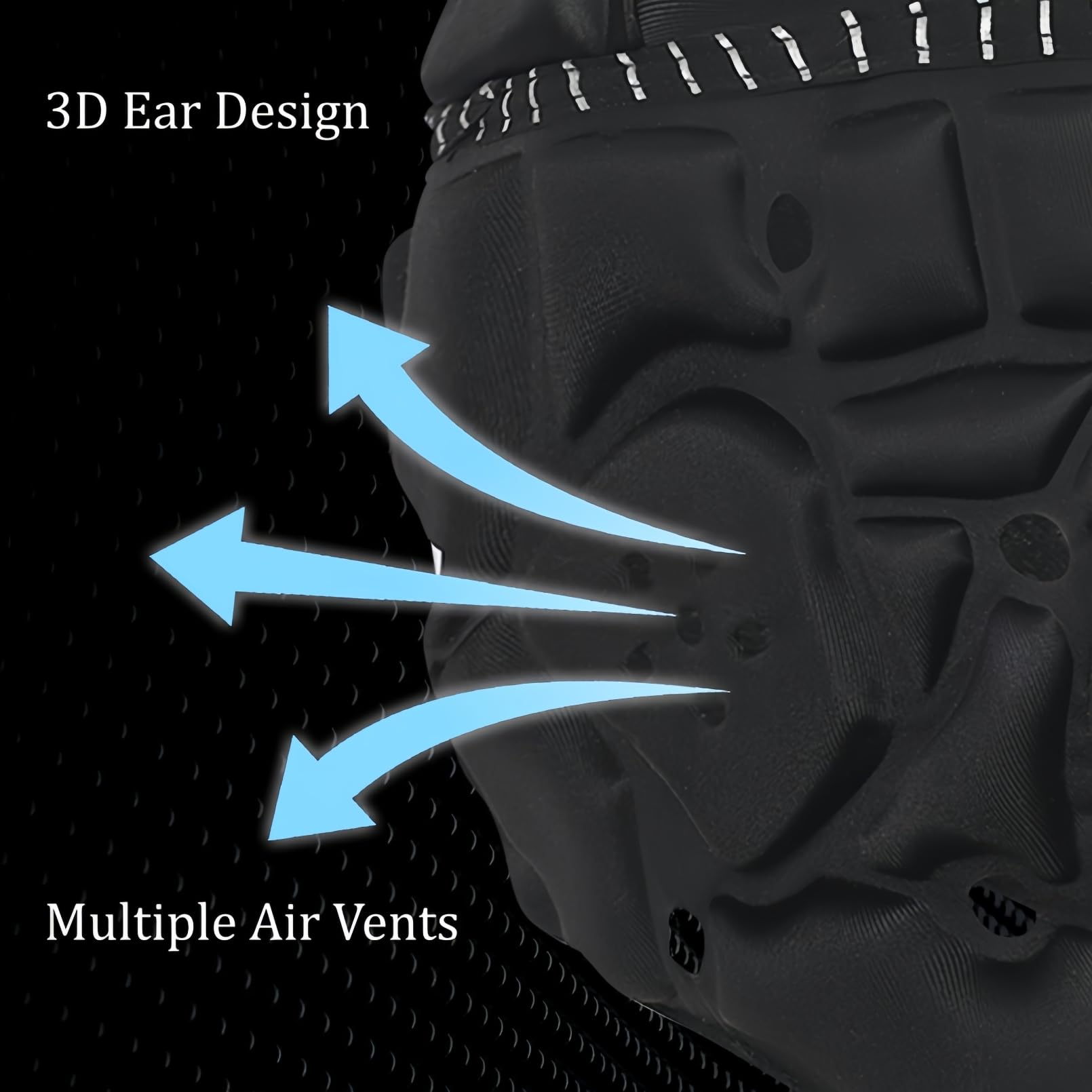 Jormino side detail of ear protection showing hearing preserved benefit