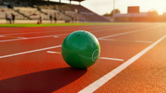 JOSOBO shot put next to ruler showing 103 mm size for accurate practice