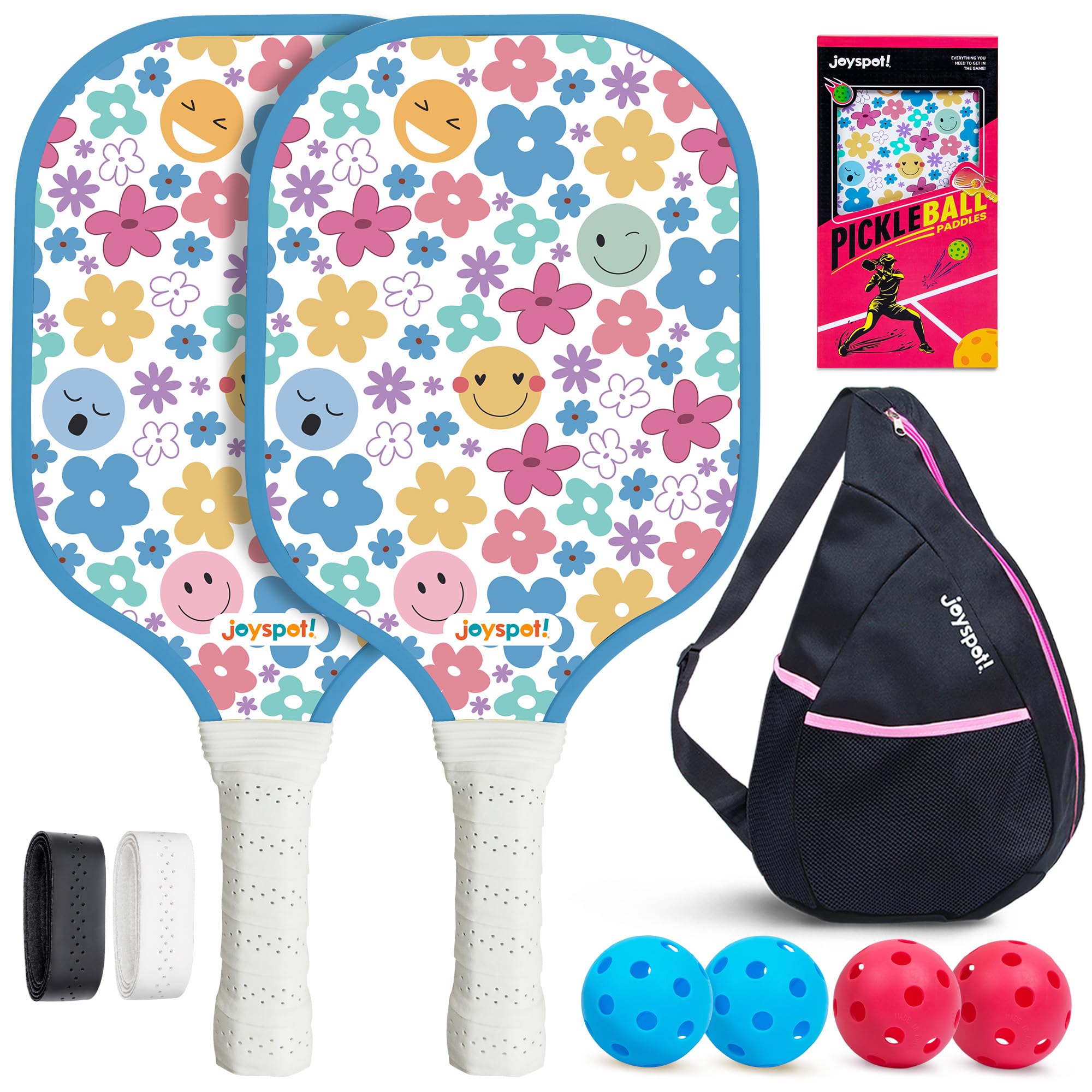 JOY SPOT! front view of two paddles showing balanced design and immediate play readiness