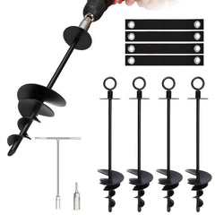 joyhalo front packaging showing four heavy-duty stakes and tools for secure storage