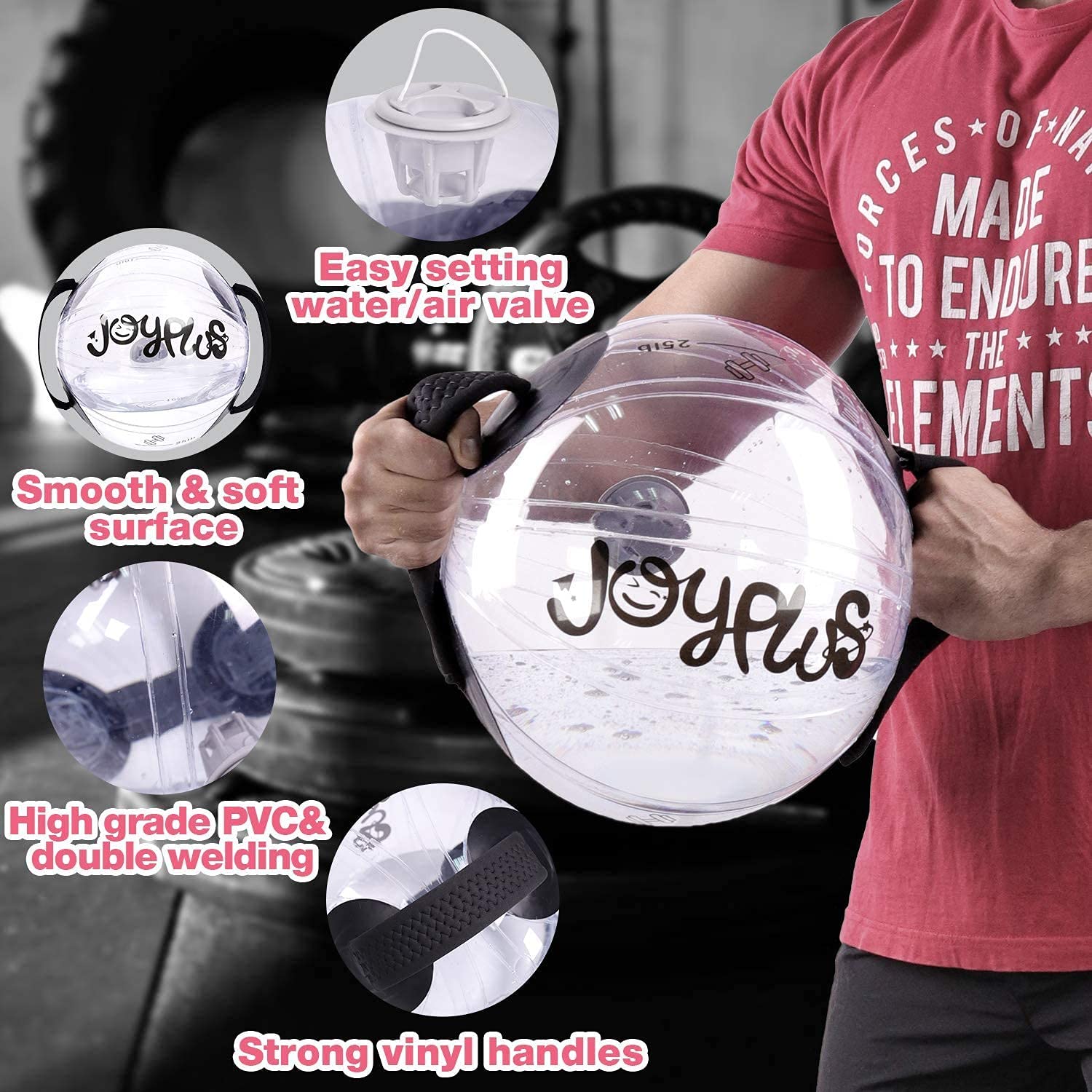 JOYPLUS close-up of reinforced handles and heavy stitching for secure grip and durability