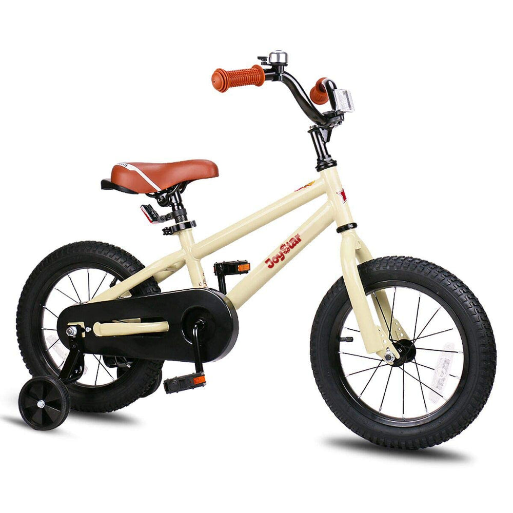 JOYSTAR beige 16-inch bike front view showing entire ride and beginner-friendly design