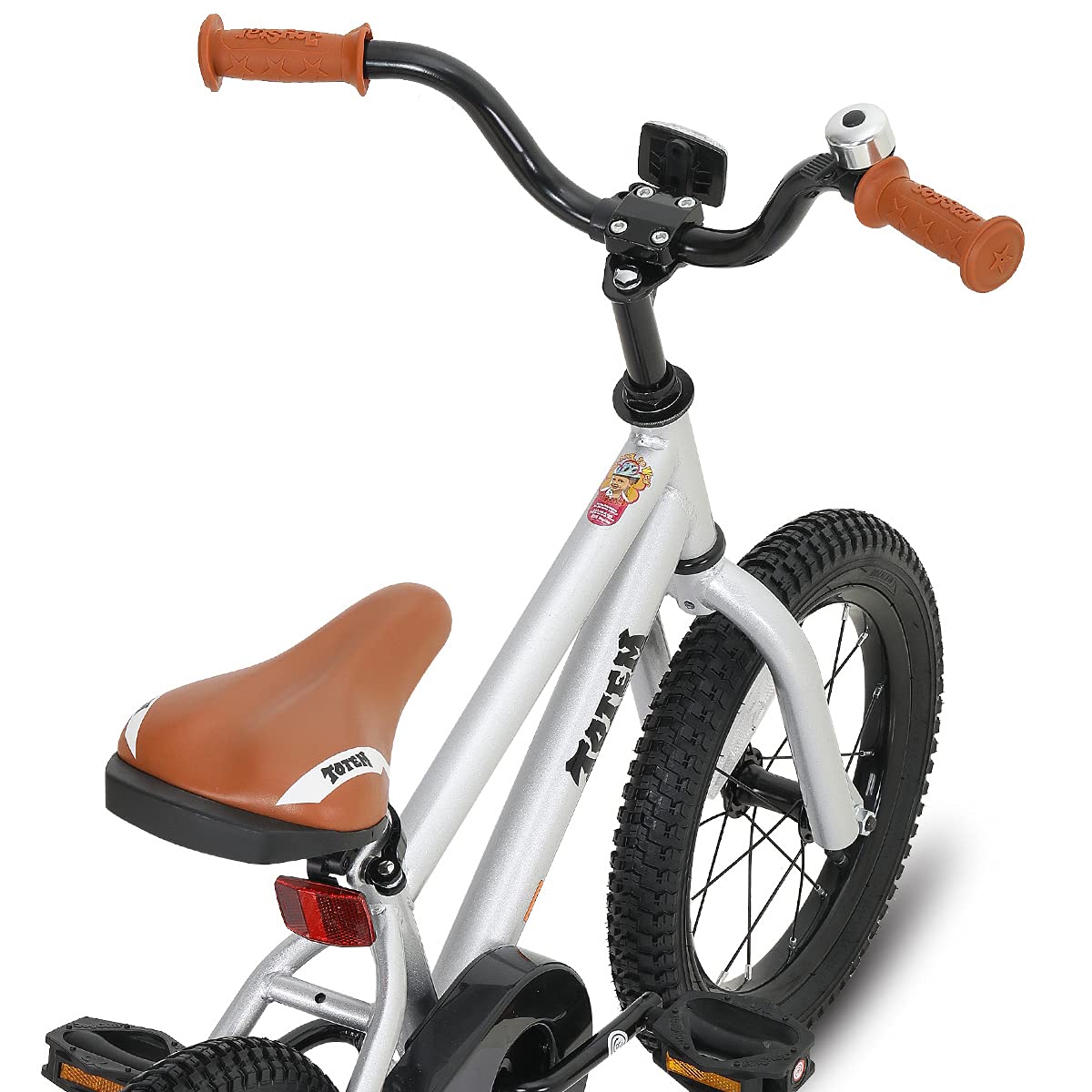 JOYSTAR bike next to a child to show scale and recommended 41–53 inch fit