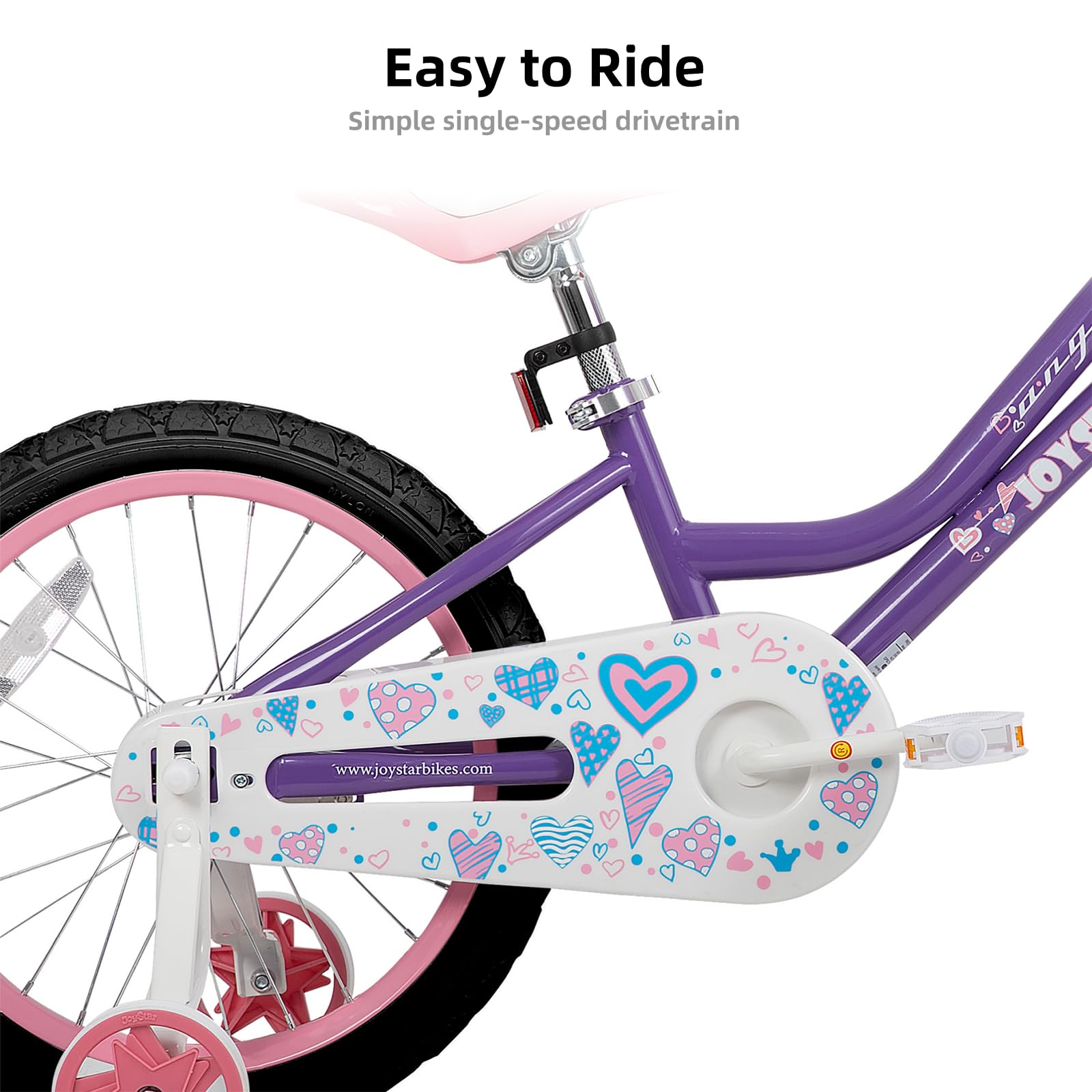JOYSTAR Angel 20-inch wheel and tire tread detail, showing reliable traction for sidewalks