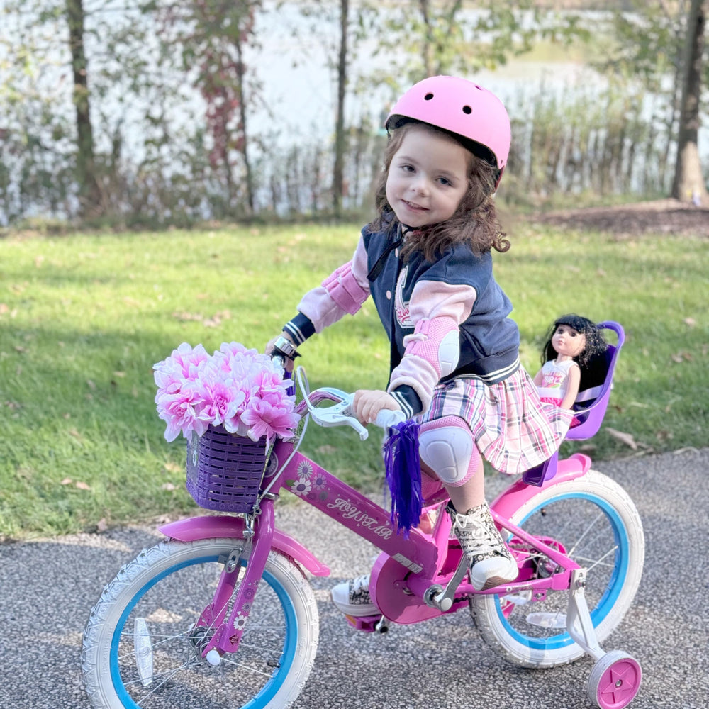 JOYSTAR front basket closeup holding toys to show storage and convenience