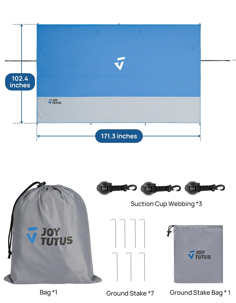 JOYTUTUS beach setup with family showing shade and privacy benefit