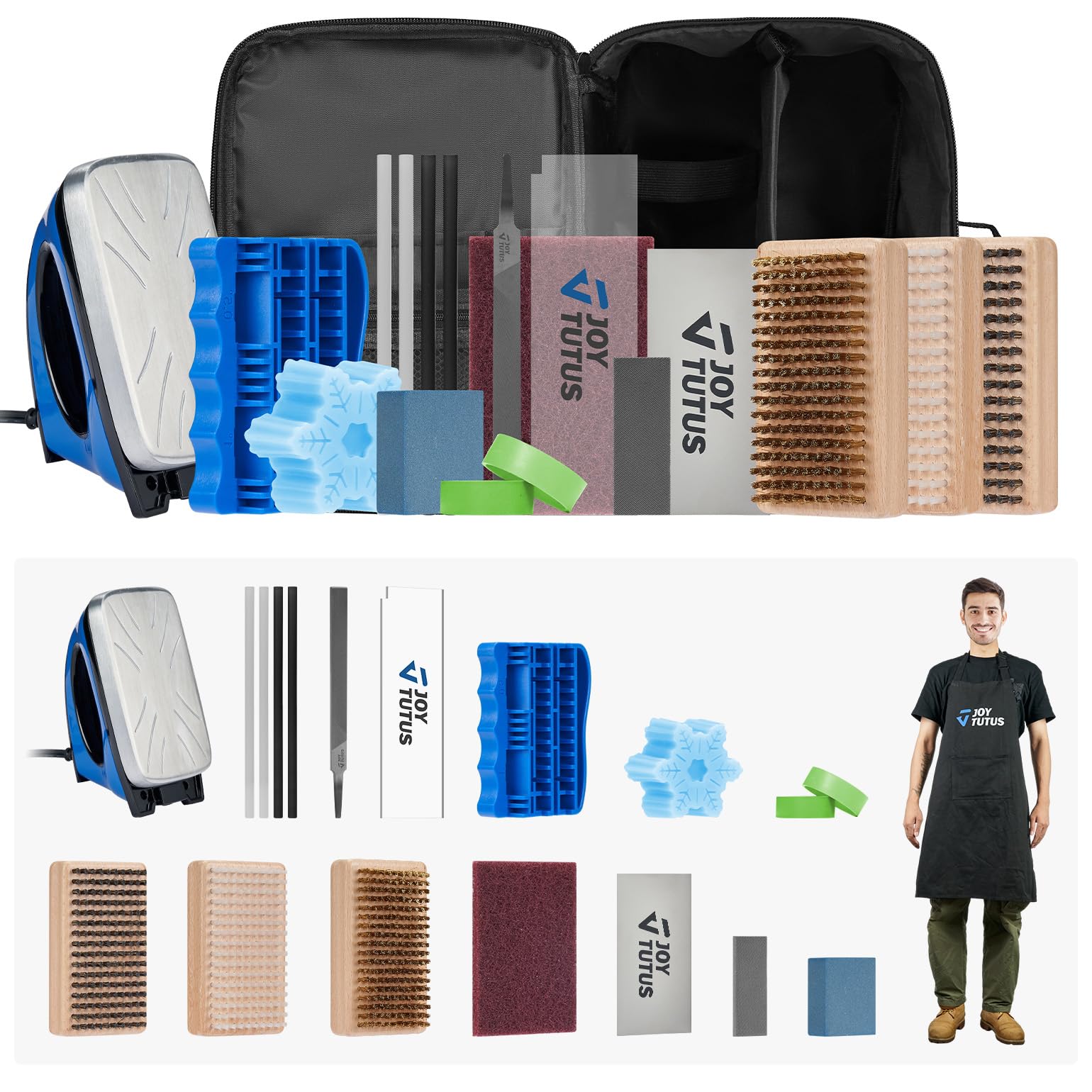 JOYTUTUS kit front view showing organized tools and clear travel-ready layout benefit convenience