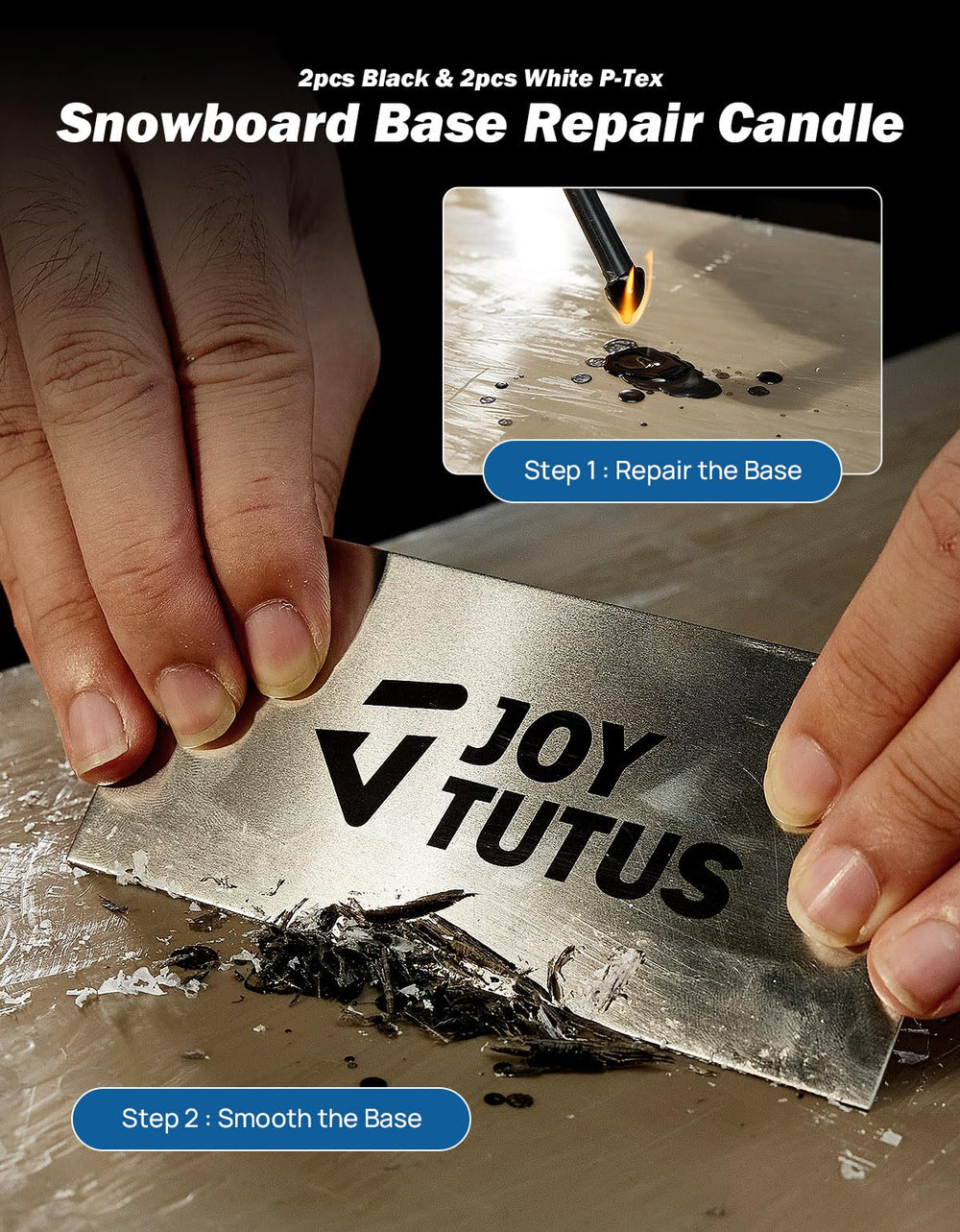 JOYTUTUS gummi stones and buff pads showing polished edge and base benefit