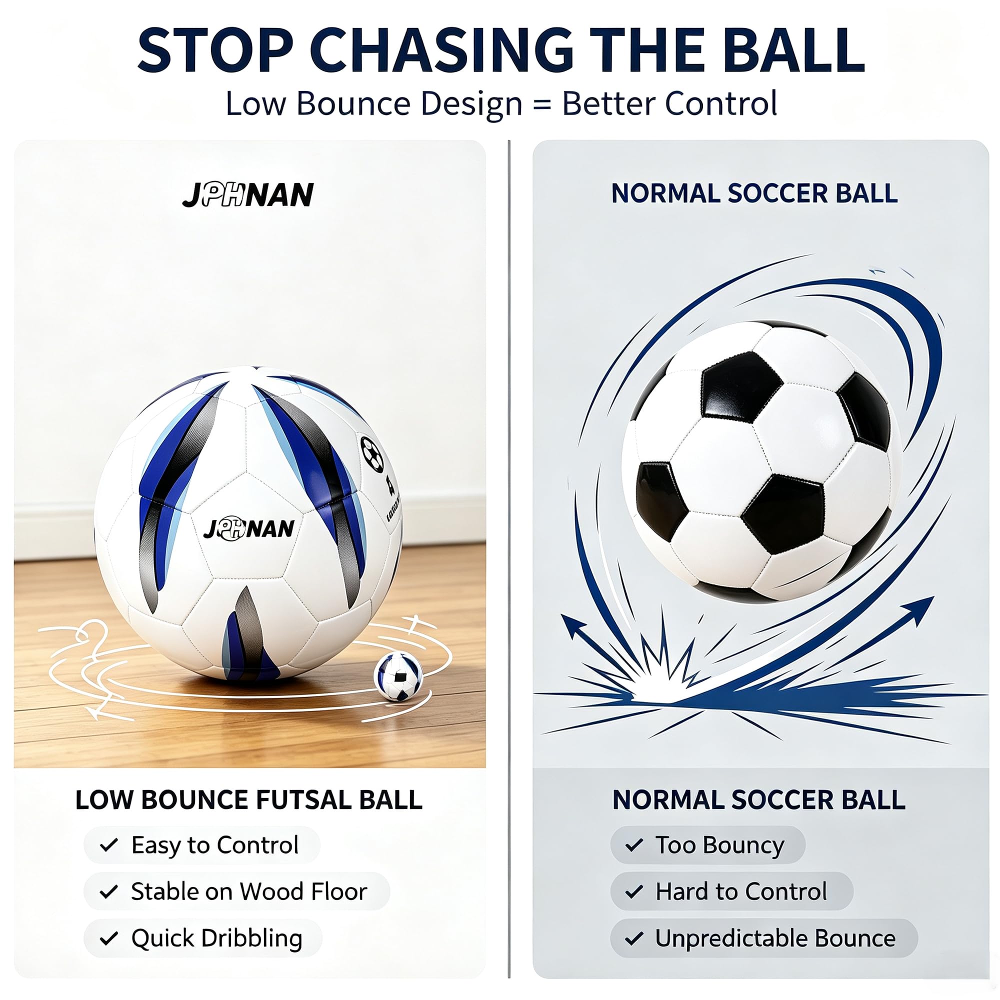 JPHNAN side profile indicating Size 4 circumference for standard futsal play
