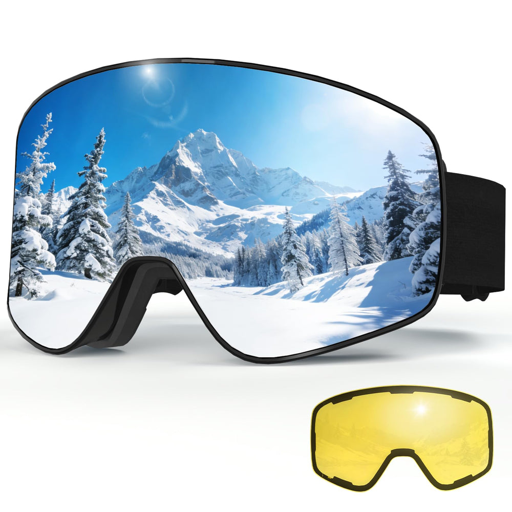 JQF Gear front view of goggles showing frameless wide field benefit