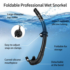 JRing folded snorkel packed compactly for easy travel convenience
