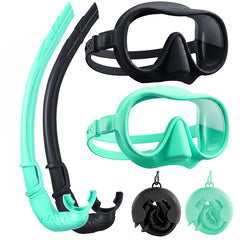 JRing mask front view showing wide lens and clear underwater benefit