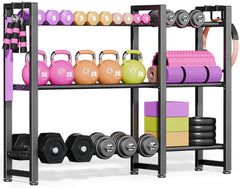 JSNW front view of full rack showing organized weight storage and heavy-duty capacity