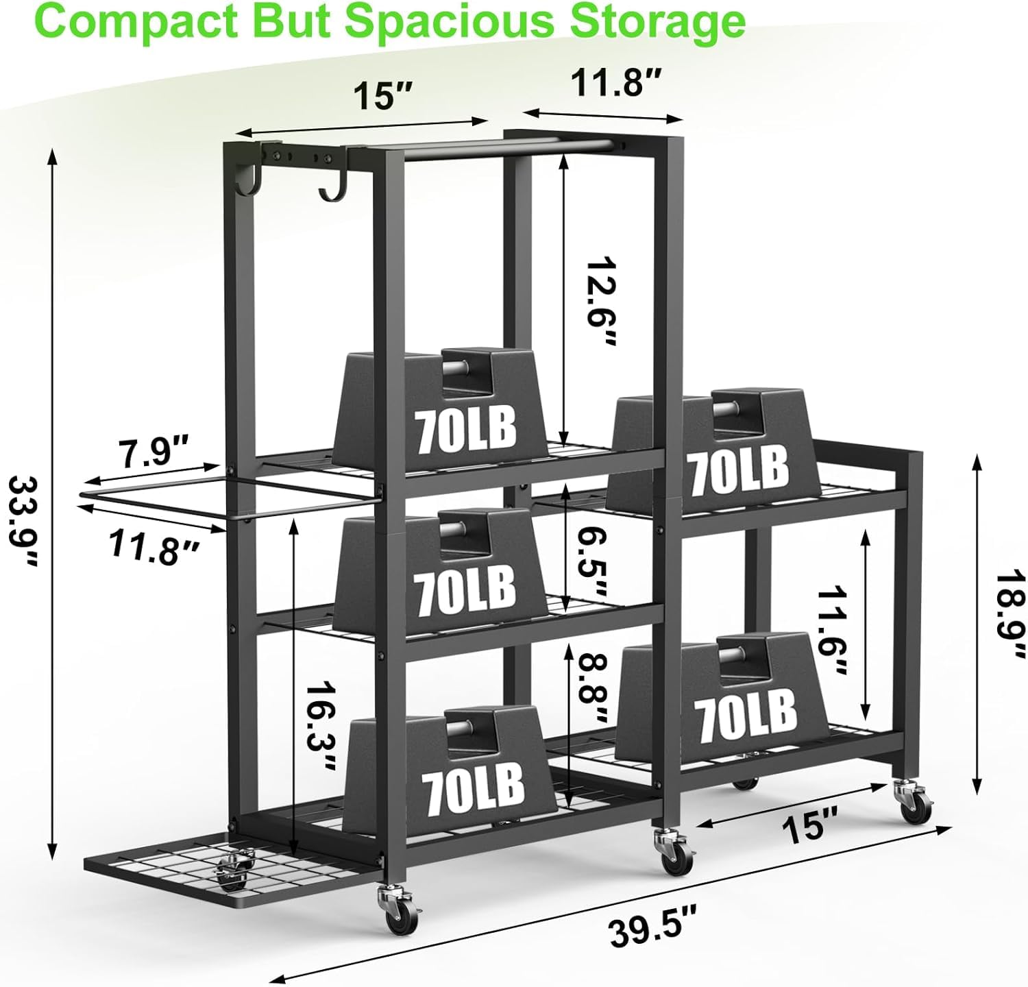 JSNW side hooks holding bands and ropes for fast-access accessory storage