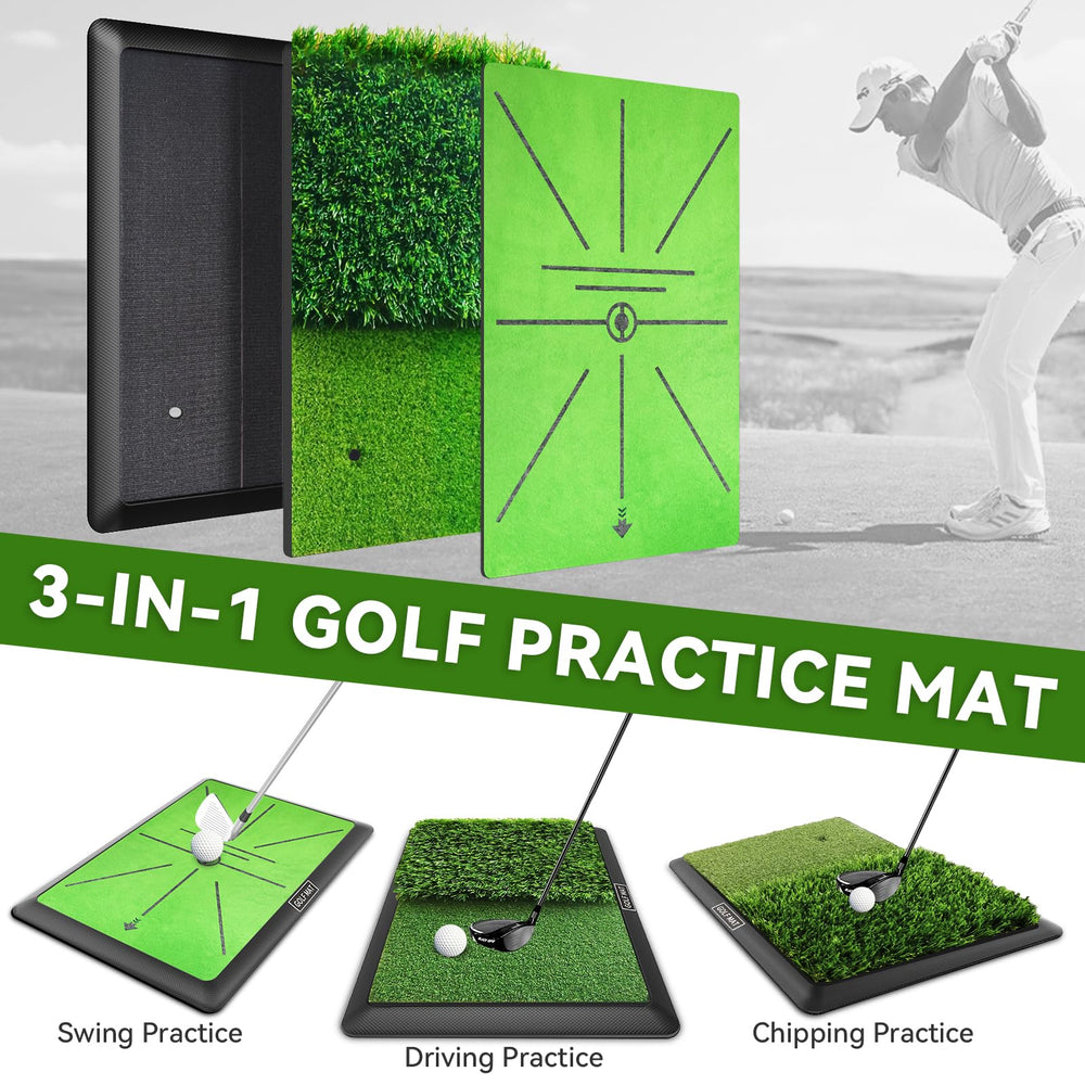 Jspotib mat laid out in a backyard practice setup for convenient outdoor chipping
