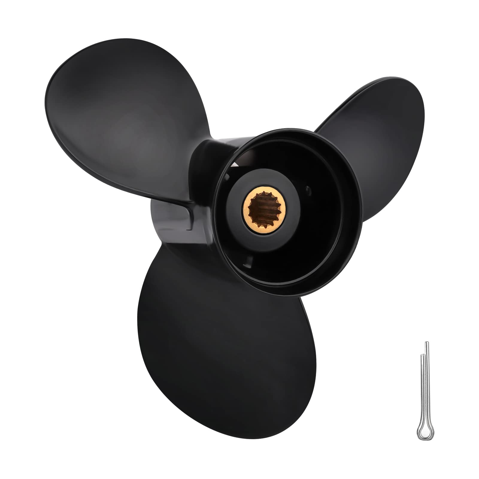 JSPROP front profile view showing 3 blades and right-hand rotation benefit thrust