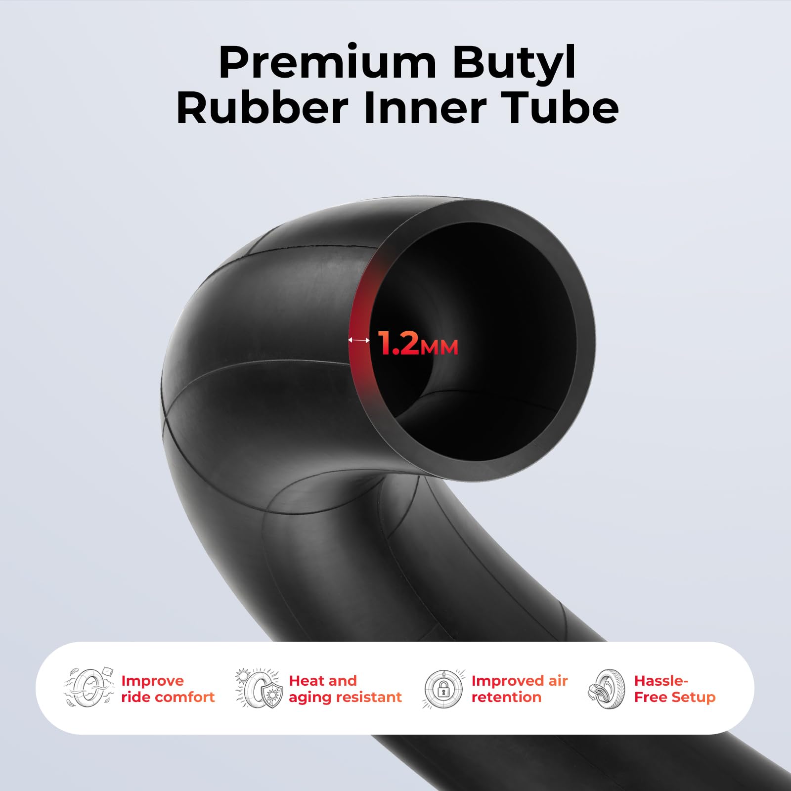 JUCEO 35mm Schrader valve detail illustrating reliable air seal and pump compatibility