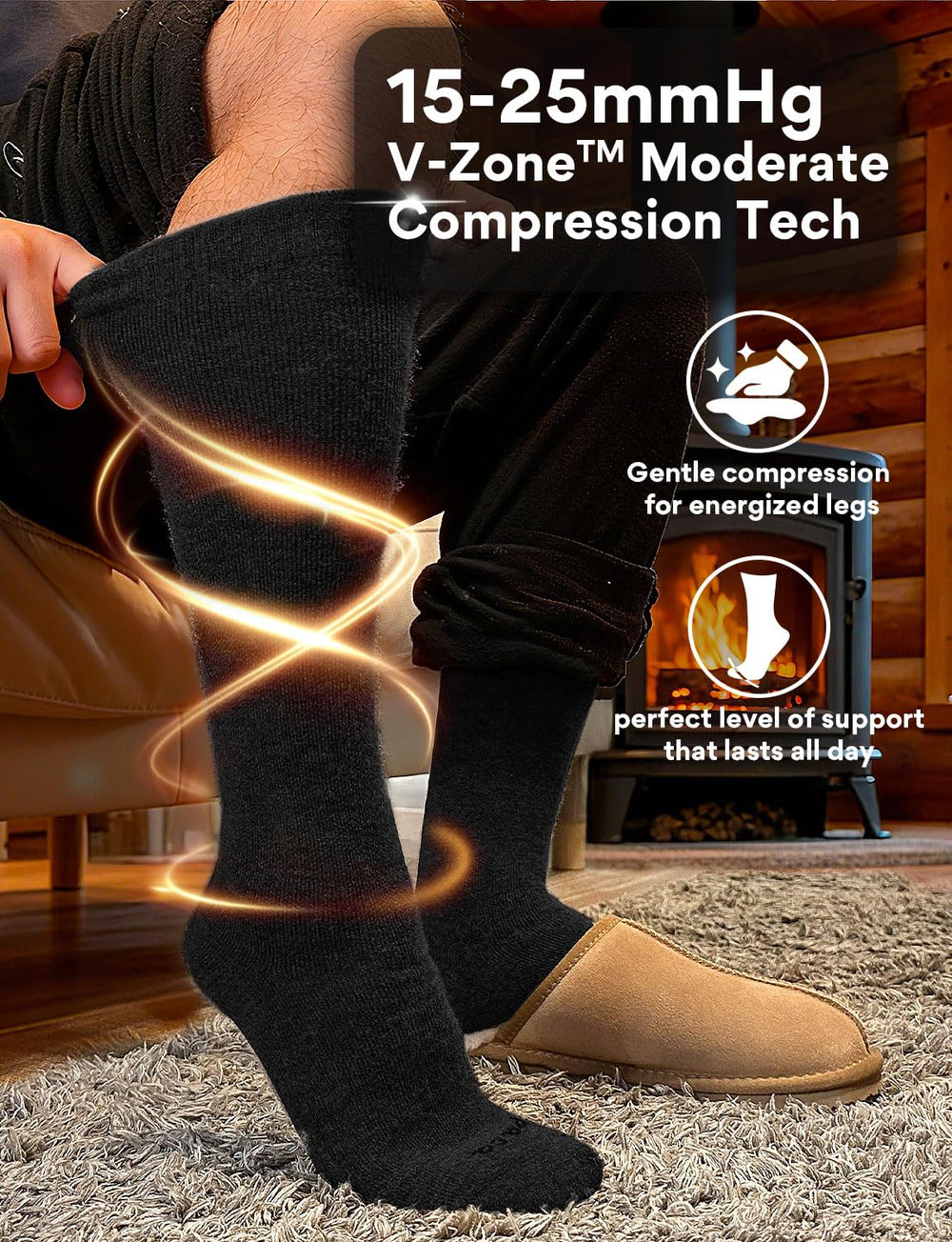Juclise socks worn hiking outdoors demonstrating insulation and support