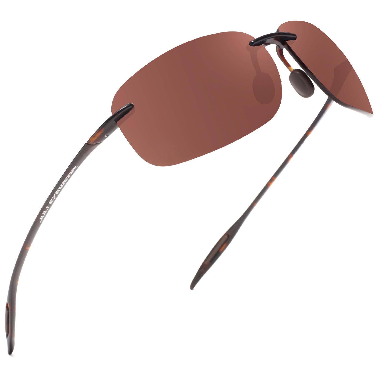 JULI Eyewear close-up of yellow polarized lens showing anti-glare surface clarity