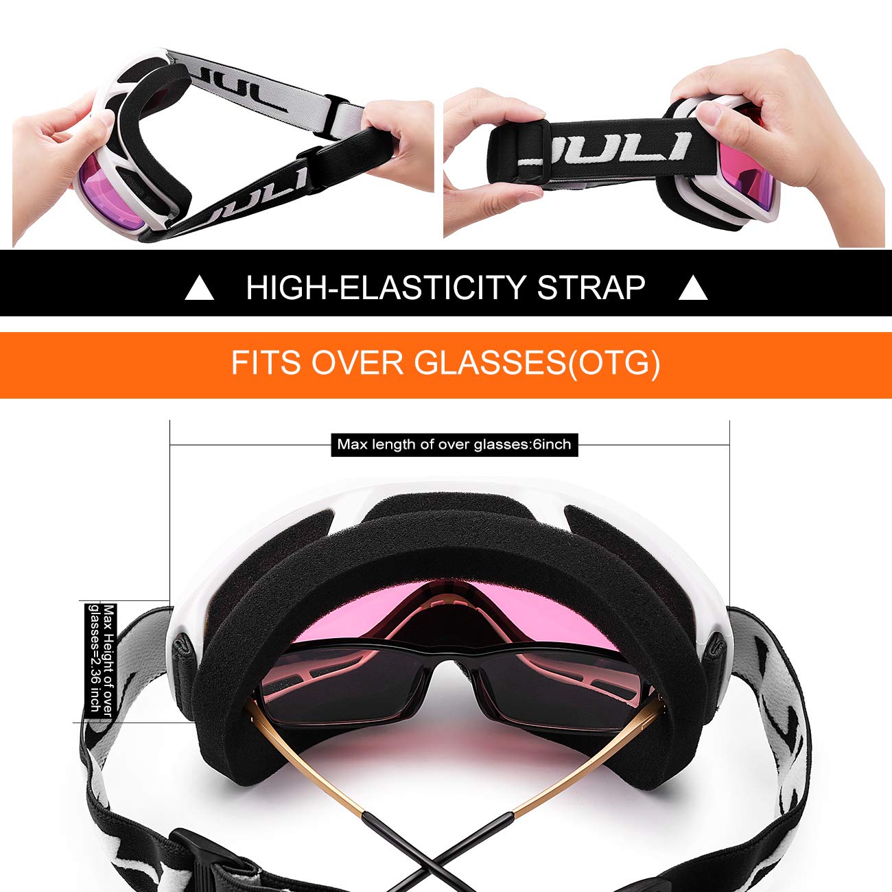 JULI goggles worn with helmet demonstrating flush fit and protection
