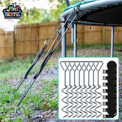 Jump Tastic spiral stake close-up displaying heavy-gauge thread for superior grip