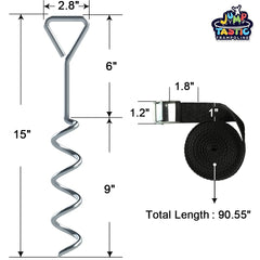 Jump Tastic stake installed in soil demonstrating stable hold and safety