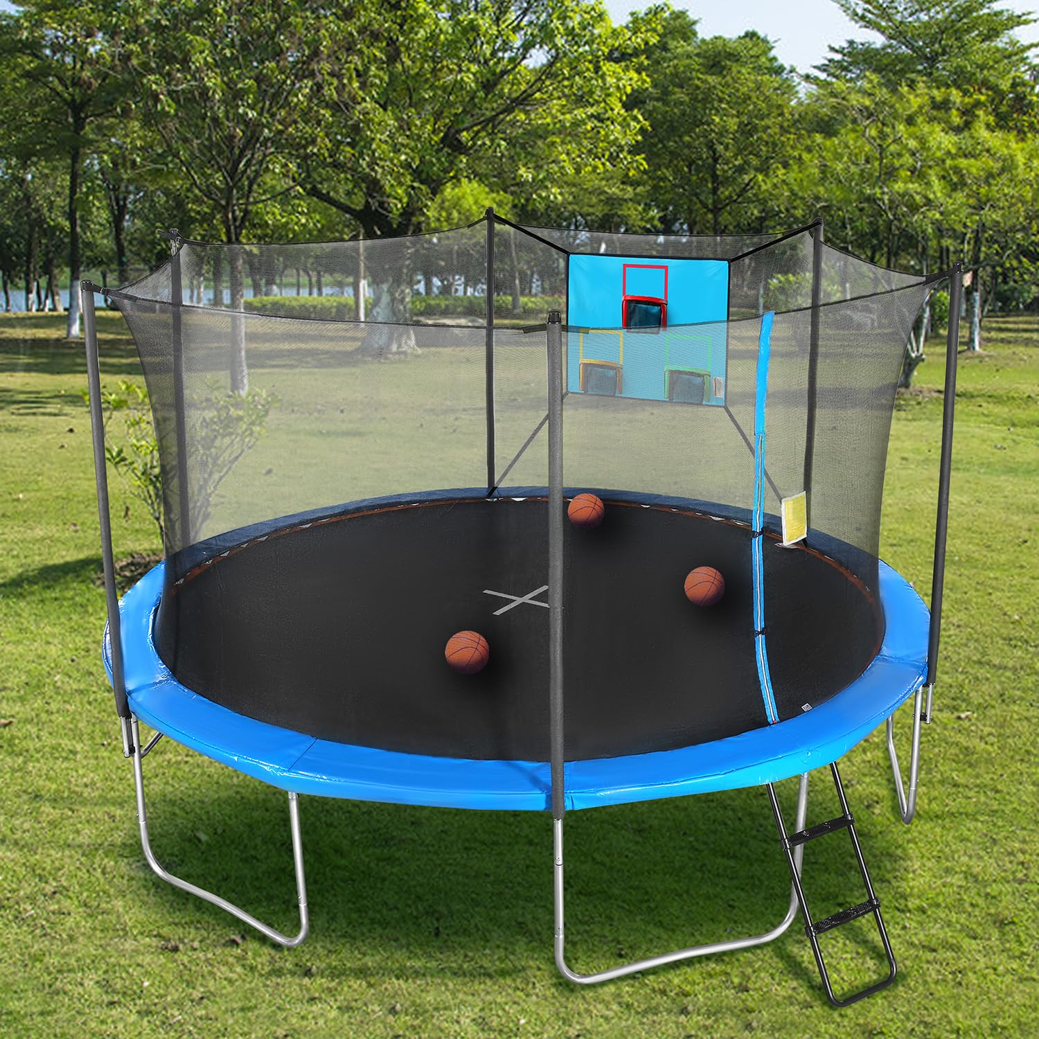 Jump Tastic Trampoline close-up of EVA padding on hoop rim for safer contact