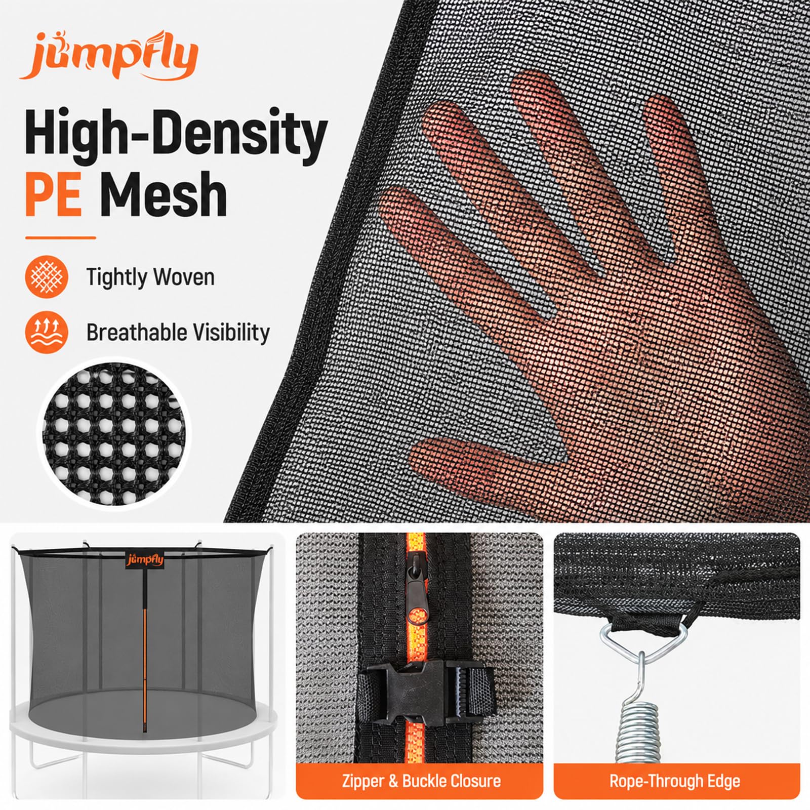 jumpfly size comparison with 14FT trampoline to illustrate scale and correct pole layout