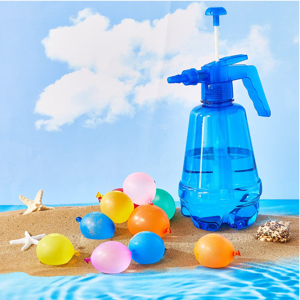 Junkin pumps and balloons in outdoor poolside setting, convenient group play