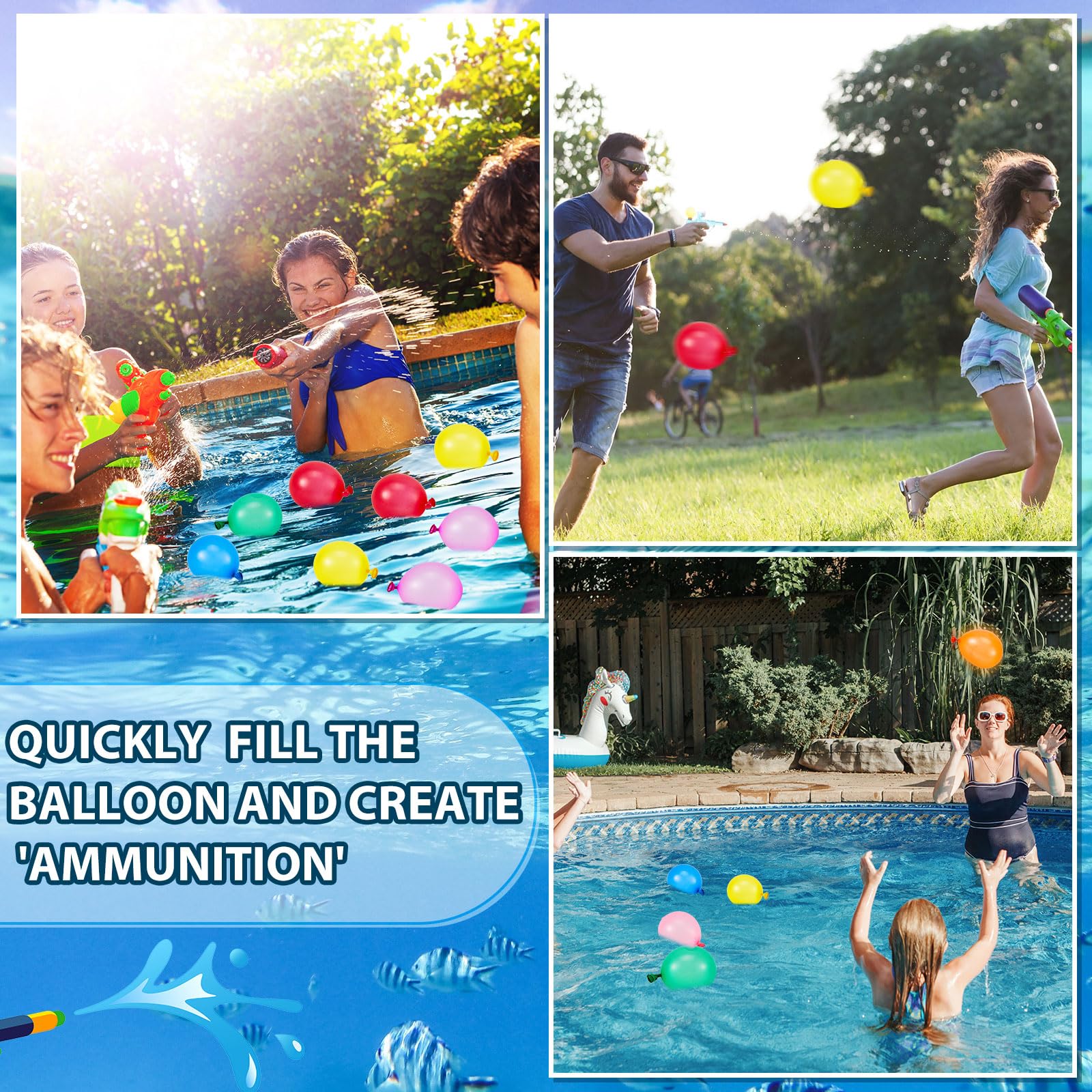 Junkin pump in use filling a water balloon quickly, speeds party games