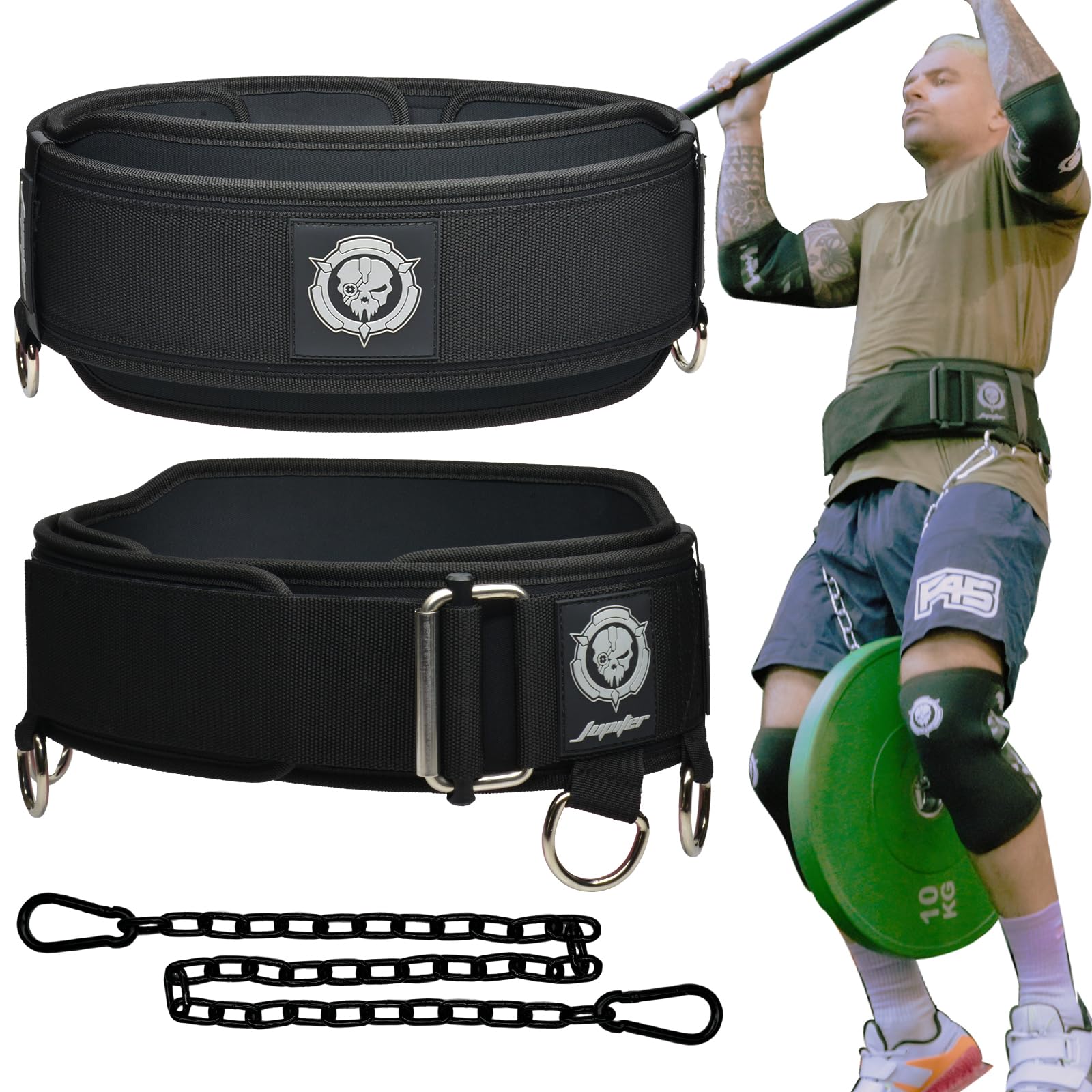 Jupiter front view of large belt showing secure fit and quick-lock benefit