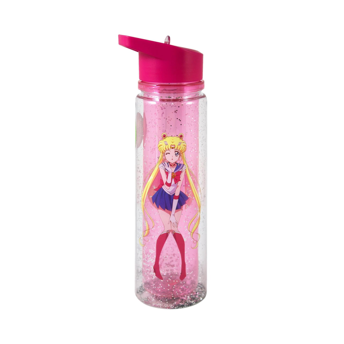 JUST FUNKY Sailor Moon bottle front view showing chibi art and clear design benefit: collectible look