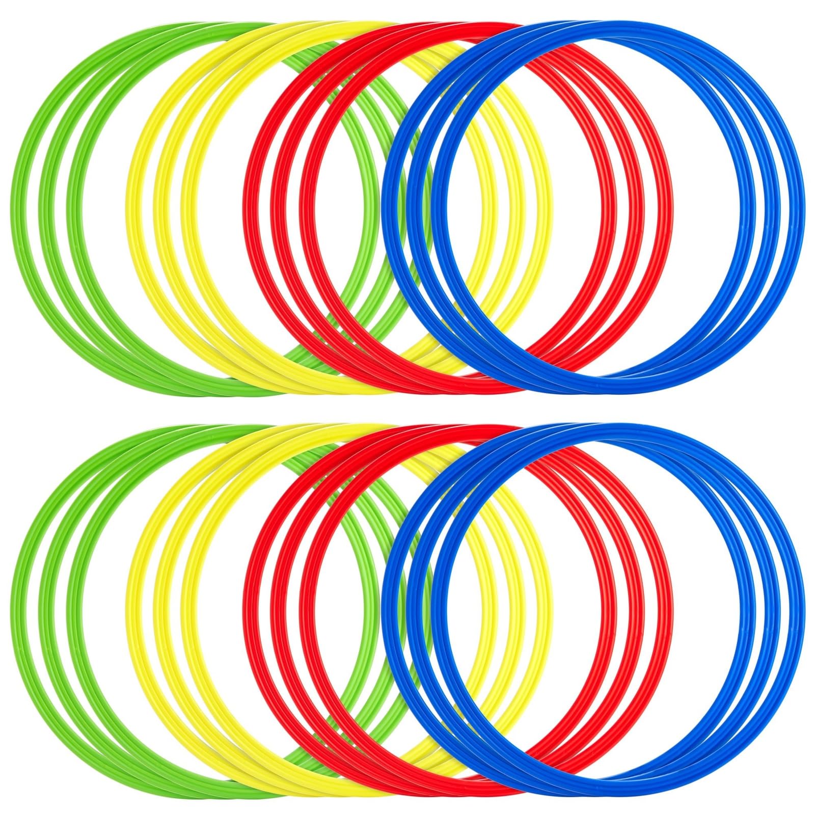 Juvale agility rings front packaging showing 24 colorful hoops and set benefit