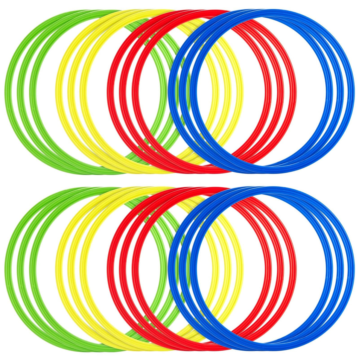 Juvale agility rings front packaging showing 24 colorful hoops and set benefit