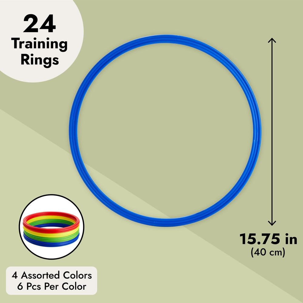 Juvale agility rings arranged in ladder formation to improve footwork speed
