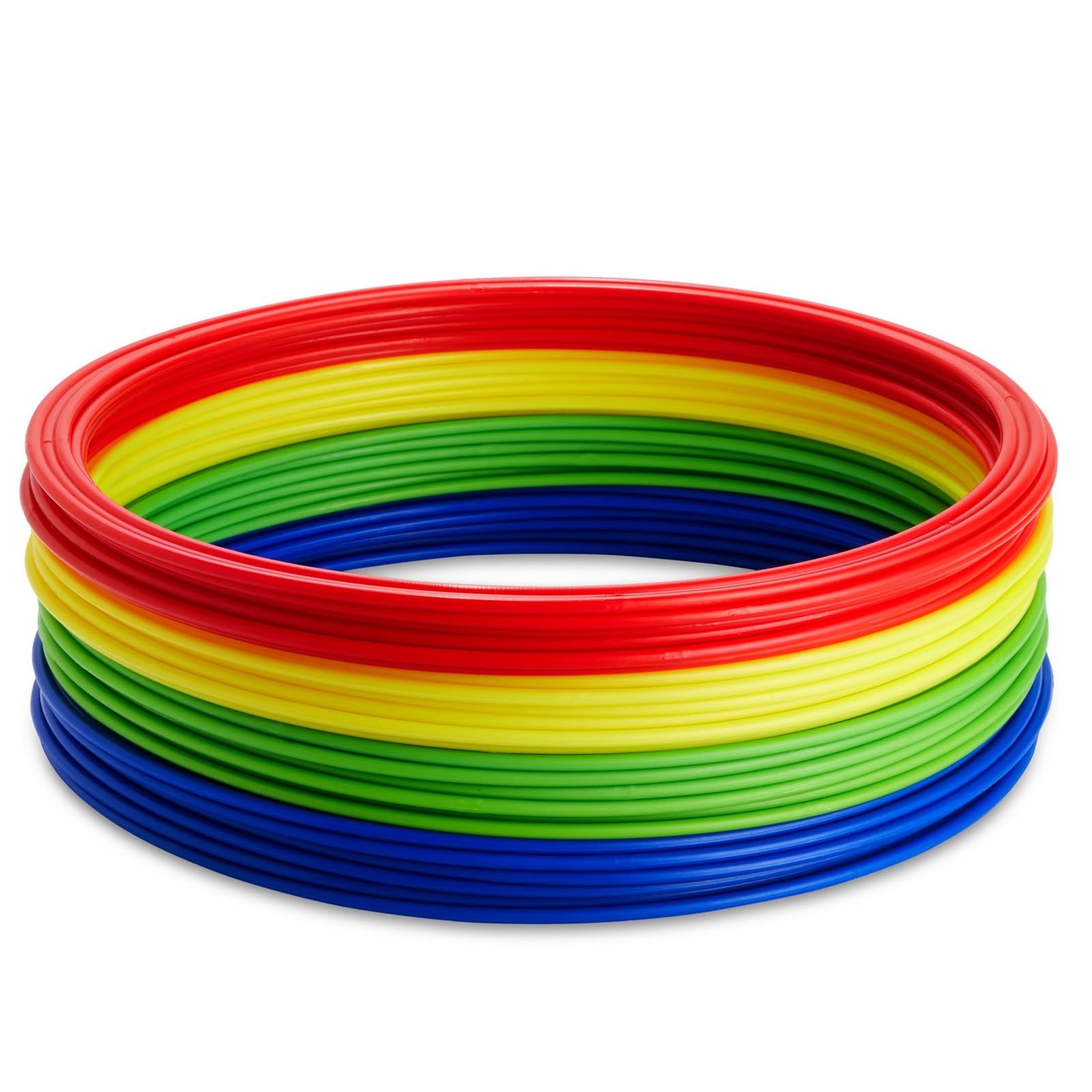 Juvale agility rings placed on outdoor field forming obstacle course layout